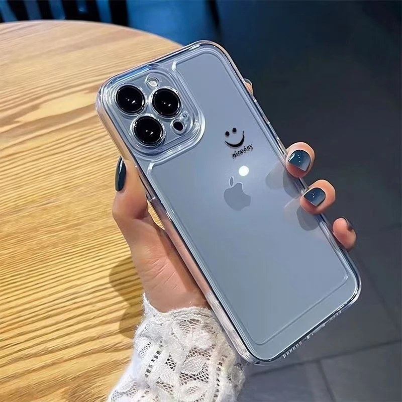 ins简约笑脸iPhone13手机壳xsmax苹果14promax新款11女8透明12/XR