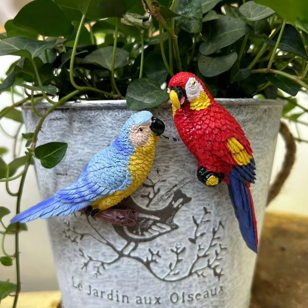 【老郑专属】鹦鹉冰箱贴一对创意树脂工艺品家居装饰品摆件