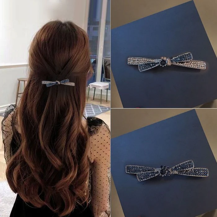 韩式简约复古水钻弹簧夹后脑勺顶夹一字夹小号夹马尾夹碎发夹横夹