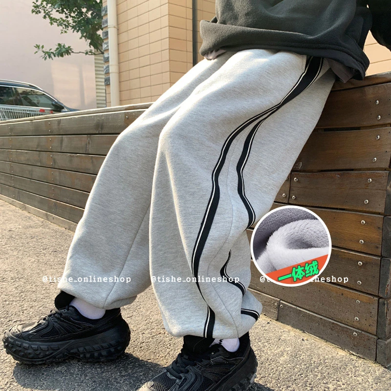 男童加绒裤子2025新款秋冬款运动裤儿童加厚卫裤大童男装冬装潮牌