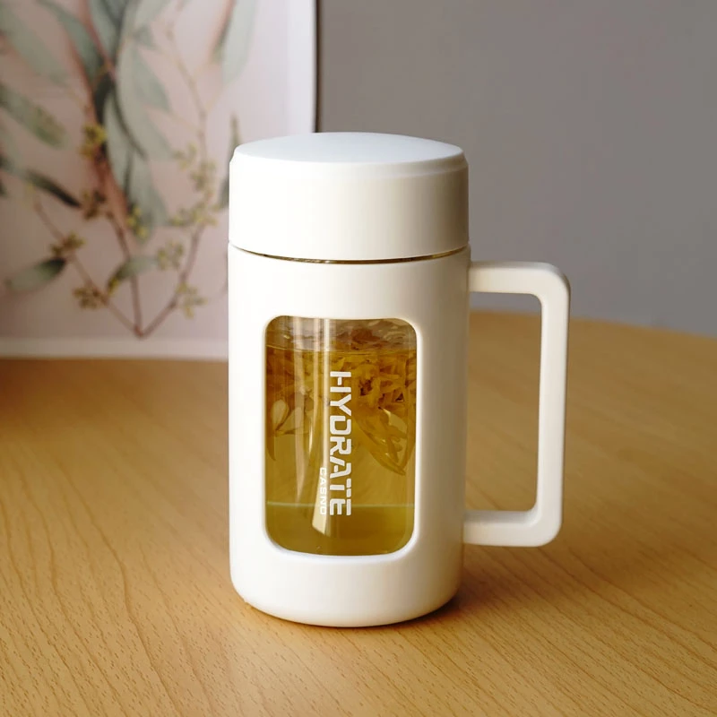 家用耐高温玻璃杯男女隔热办公室专用泡花茶水杯子带把简约大容量