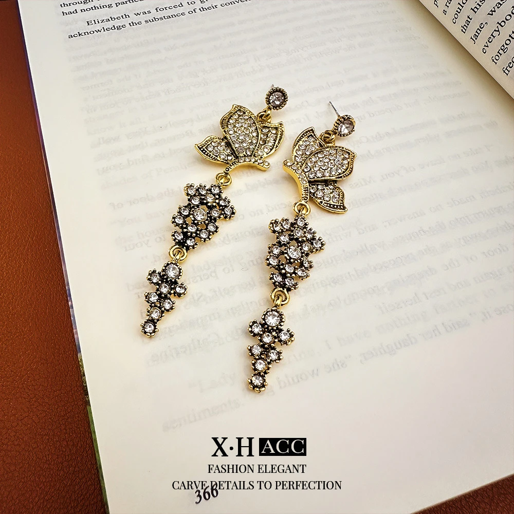 铜合金玻璃耳饰 高奢气质时尚百搭精致个性优雅长款-725