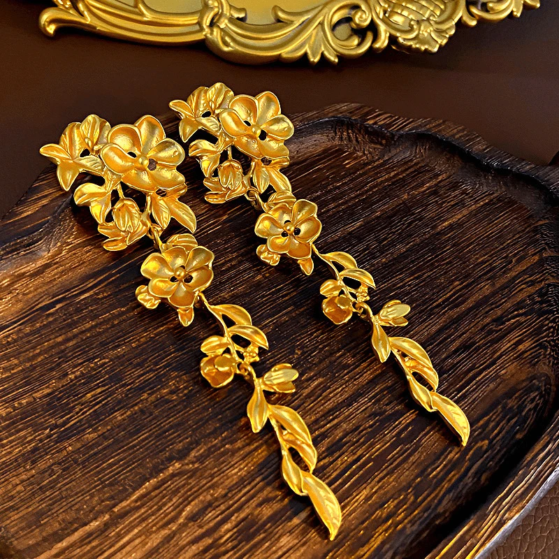 铜合金耳饰  【踏山河】时尚中古精美长款古法经典-508