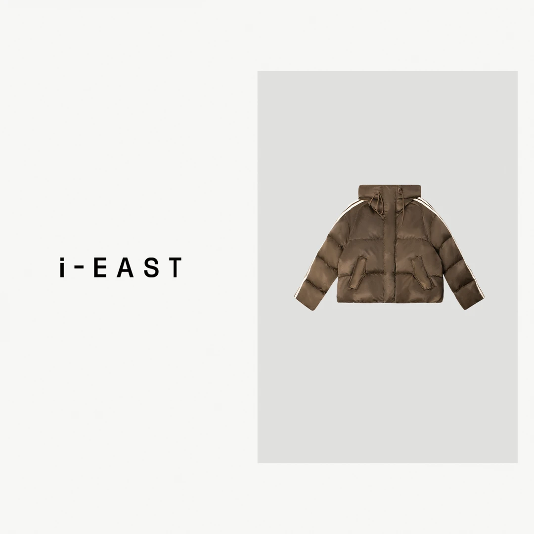 i-EAST 空港大道~条纹杠袖口百搭羽绒服外套-4D 24CA19072