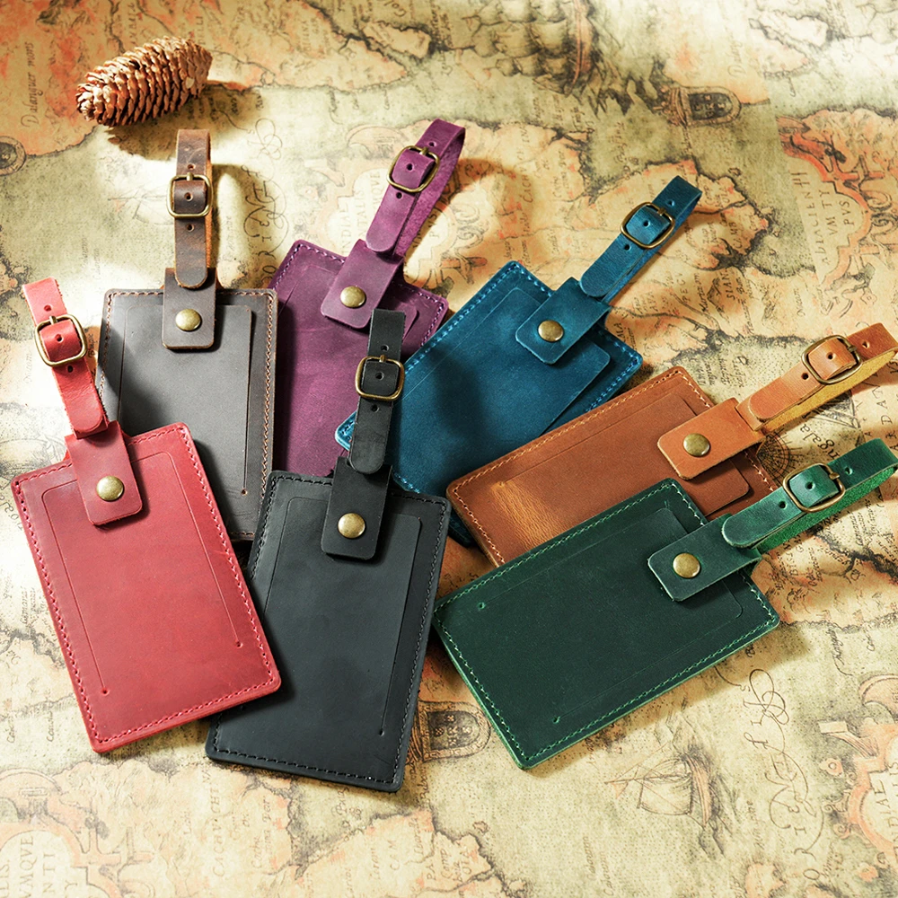 复古风头层牛皮飞机旅行牌创意旅行箱吊牌配件托运登机皮革行李牌