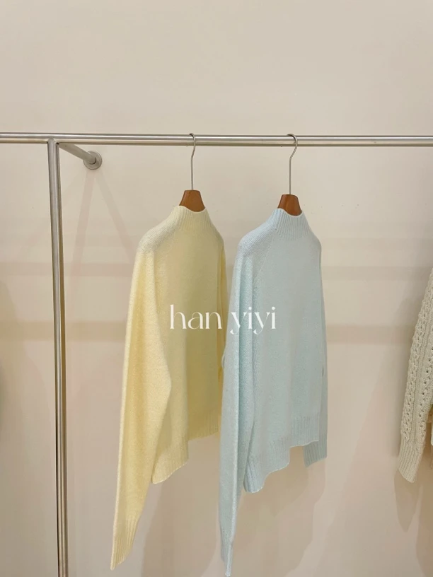 糖果色~无缝一体羊毛毛衣半高领时尚百搭0311