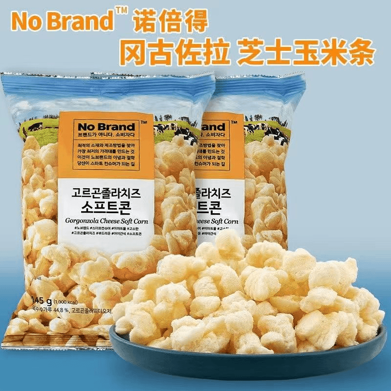 诺倍得No Brand芝士玉米条145g韩国进口芝士爆米花奶酪玉米卷零食
