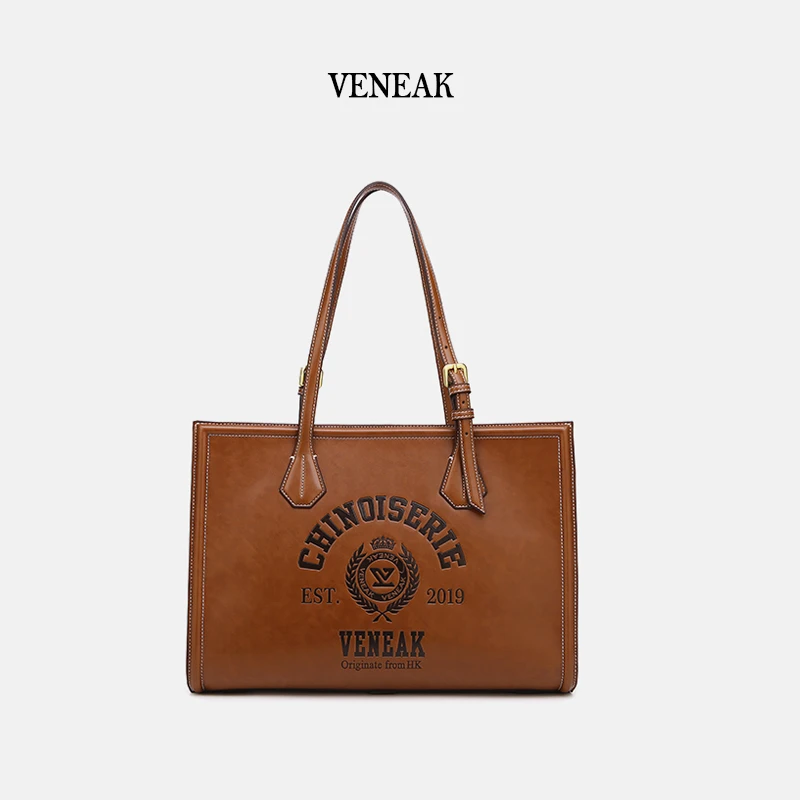 VENEAK冬日时髦好物小众潮流印花秋冬大包包休闲百搭女士徽章托特