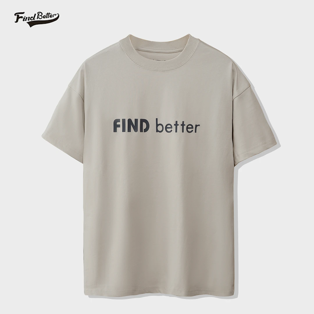 FINDBETTER季基础宽松百搭运动圆领户外休闲简约重磅棉短袖T恤