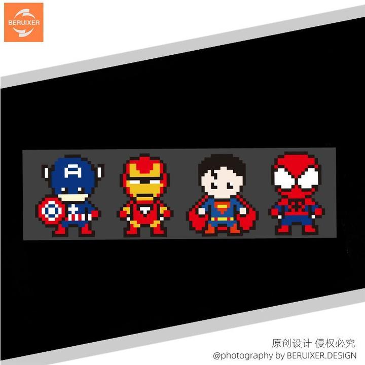 个性创意可爱像素超级英雄汽车身三角玻璃贴纸卡通装饰车贴反光贴