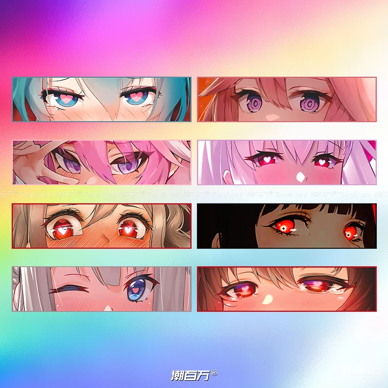 二次元少女车贴JDM动漫眼睛摩托电动车机箱贴纸汽车身装饰贴