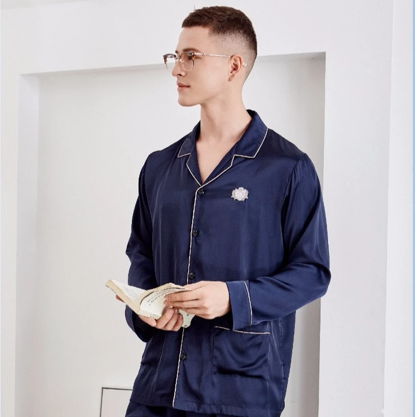 睡衣男士春夏休闲长袖宽松薄款长长男款家居服10682