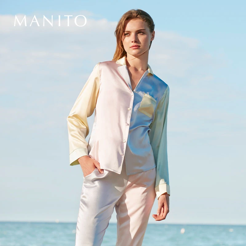 MANITO 【明星同款】Macaron真丝睡衣套装桑蚕丝家居服