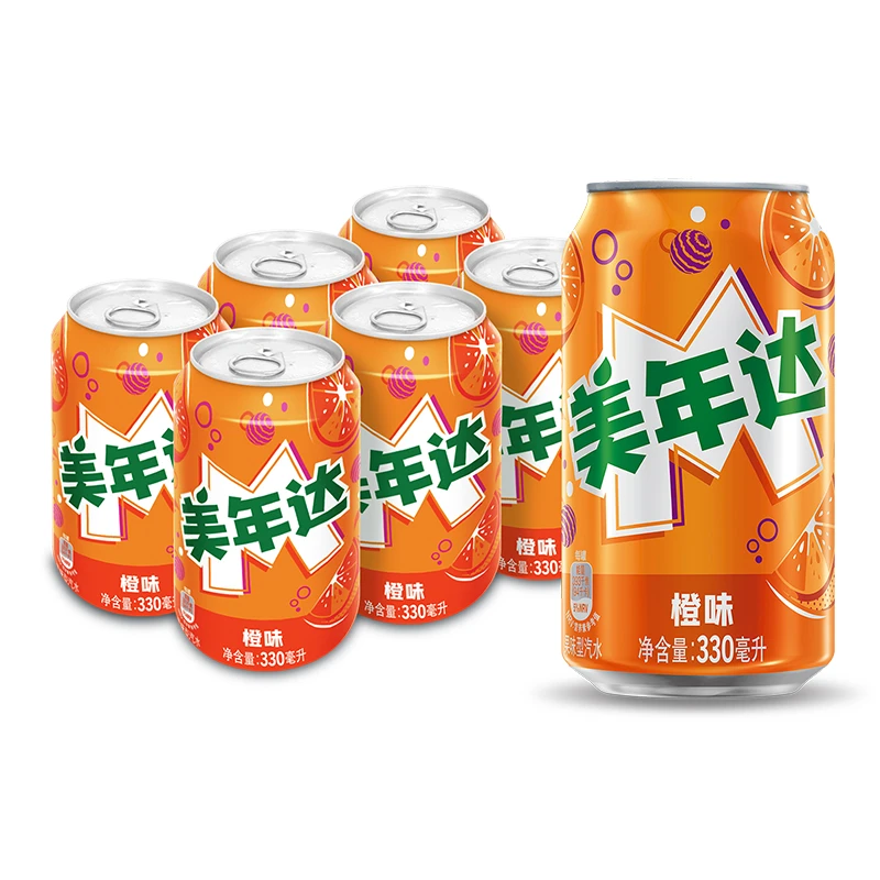 美年达橙味碳酸饮料330ml*6