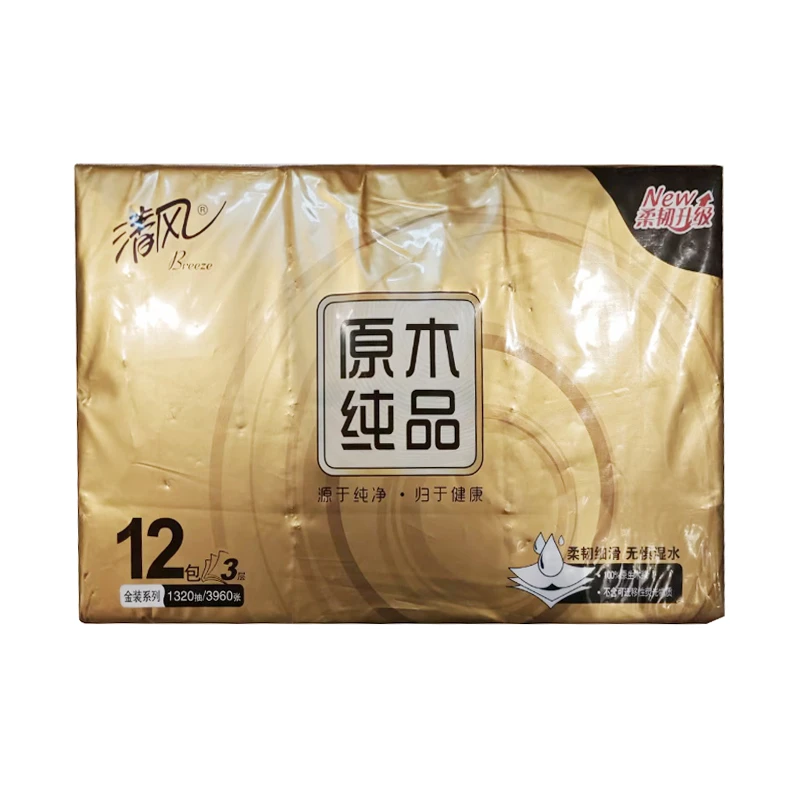 清风金装抽取式面纸3层110抽*12包（真市美）