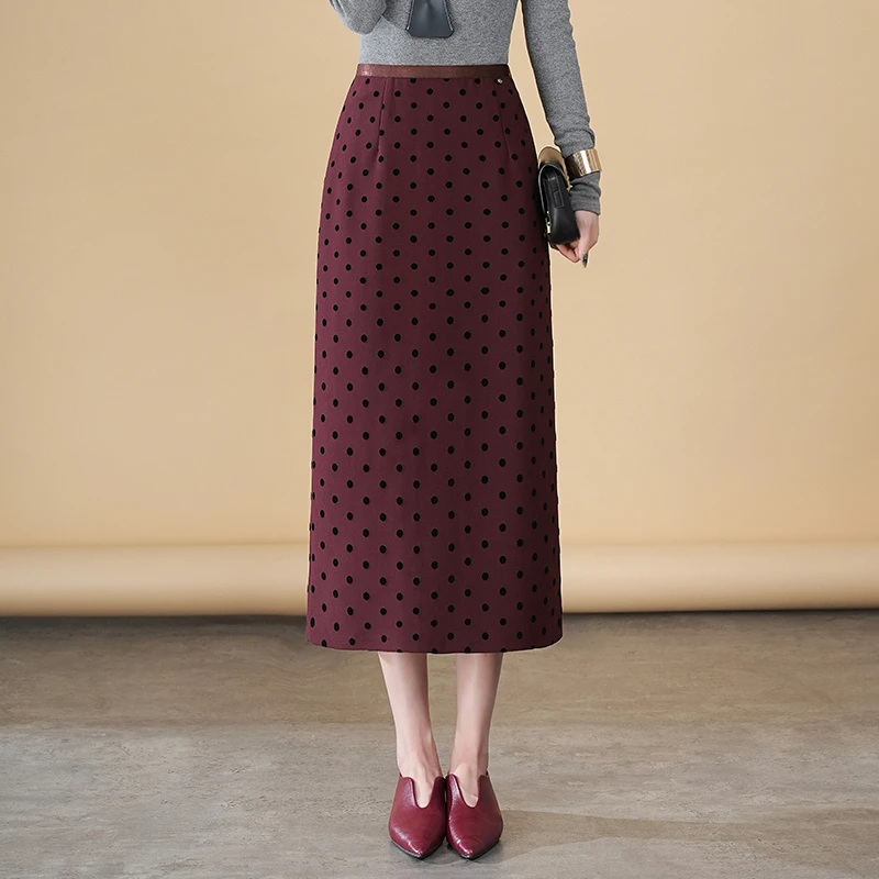 开叉一步裙半身裙女款爆款2024新款春秋气质中长款波点直筒包臀裙