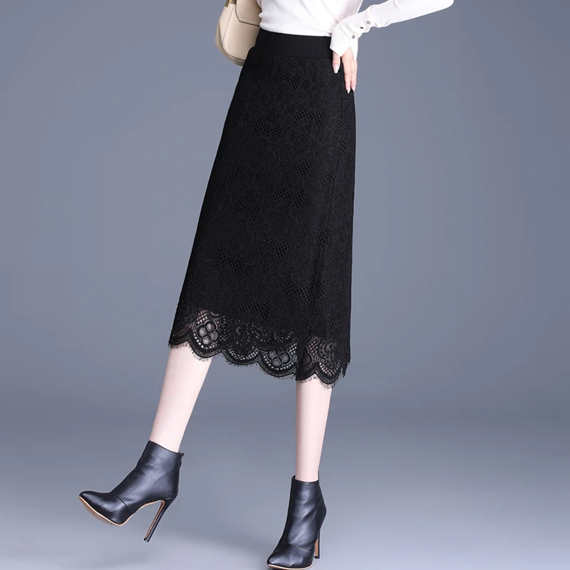 两面穿蕾丝半身裙女春款2025新款高腰时尚包臀裙中长款A字一步裙