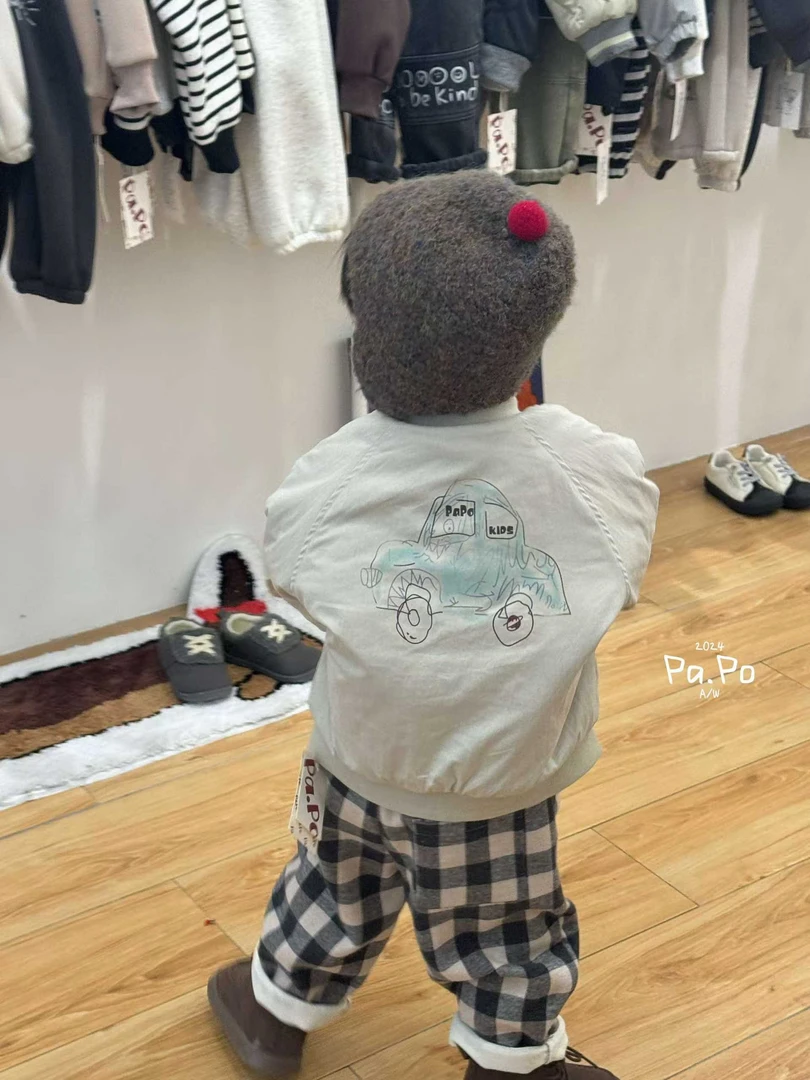 菜菜家童装   PP杏色贴标汽车棉外套8121