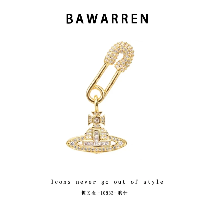 Bawarren 铜合金胸针 10833-土星胸针轻奢高档时尚百搭简约