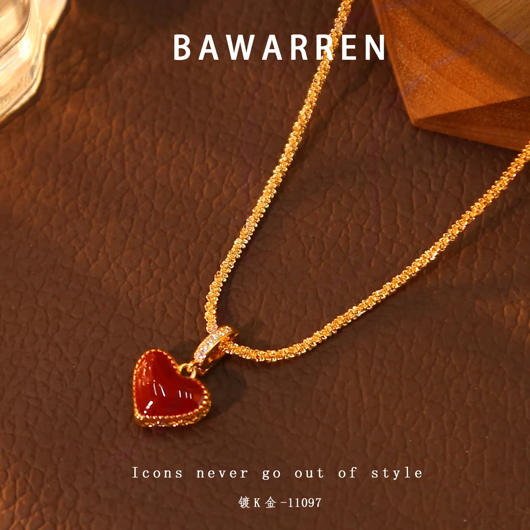 Bawarren  法❤ 11097-【双生爱心】精致项链优雅法式