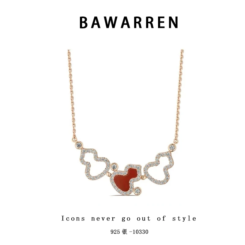 链子925银 10330-三葫芦精致项链小众欧美优雅法式