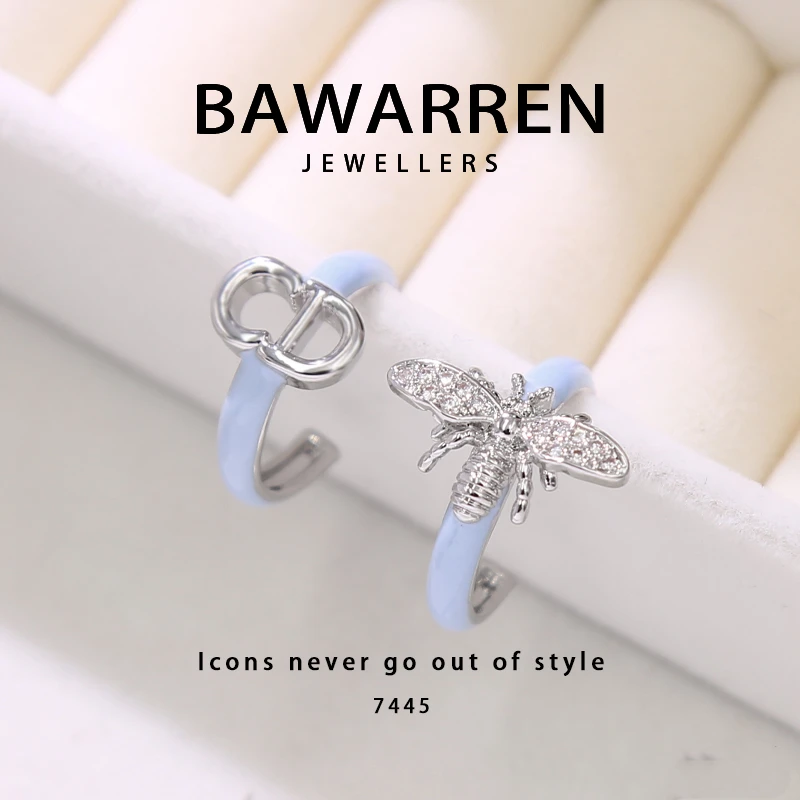 Bawarren 铜合金耳饰 7445-耳钉简约百搭轻奢