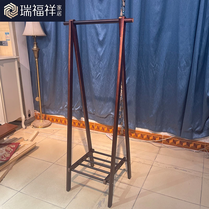 实木小型挂衣架卧室简易衣帽架落地式木质衣架