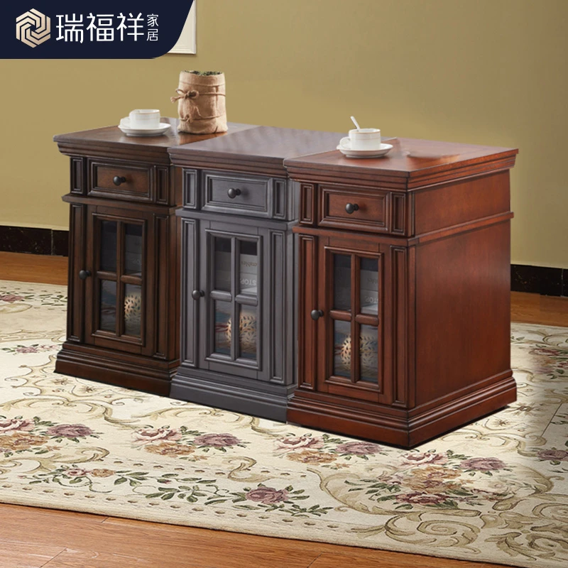 瑞福祥美式乡村实木角几边几客厅单抽屉边柜小型卧室床头柜Q199
