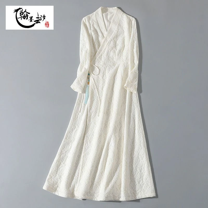 【皑雪】清冷新中式秋冬国风茶服女加厚改良汉服文艺复古禅意连衣裙