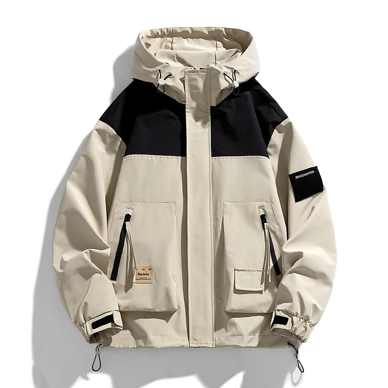 LIUGEJIA/六个加拼接休闲潮流百搭加绒美式冬季外套夹克秋冬男生