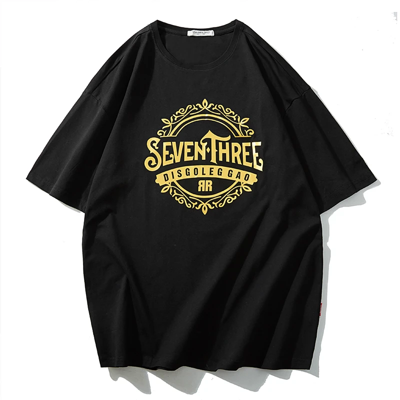 LIUGEJIA/六个加时尚潮牌大码男士男装短袖潮流烫金T恤五款T6180