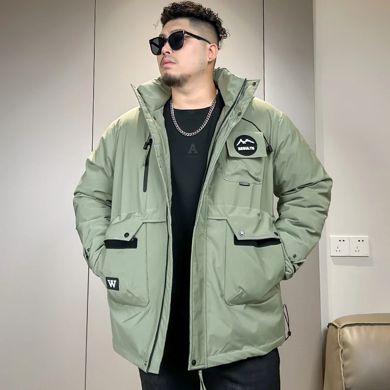 LIUGEJIA/六个加潮牌大码男装冬季休闲外套中长款加厚雪山标棉服