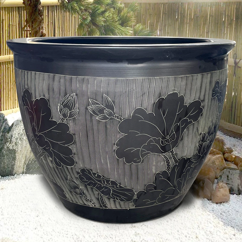 景德镇陶瓷缸特大号老式庭院门海缸养荷花盆睡莲盆