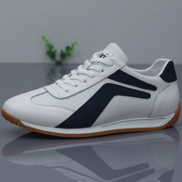 春夏新款百搭透气时尚皮革拼接休闲运动鞋阿甘鞋真皮低帮男鞋潮鞋