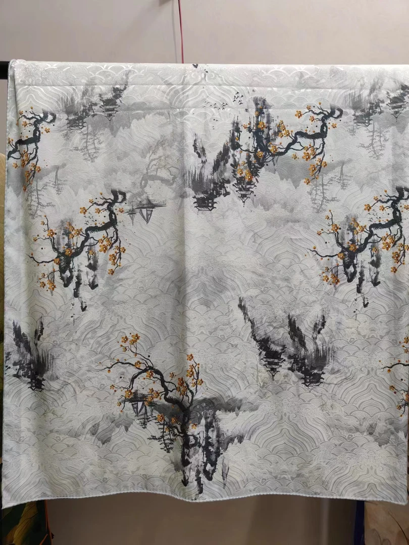 【竹子】香云纱140*140优雅气质蓝色时尚双面百搭休闲女士披肩丝巾