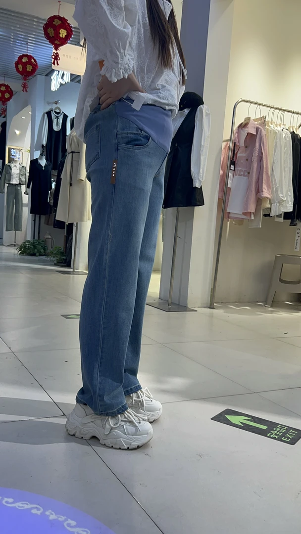 孕妇直筒裤显瘦阔腿宽松水洗弹力百搭