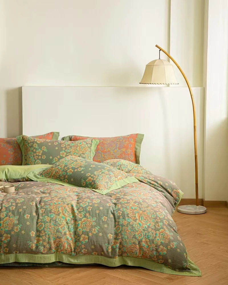 (被套)2+2.3米纯棉A类双层有氧纱被罩（春意牡丹）单条被套