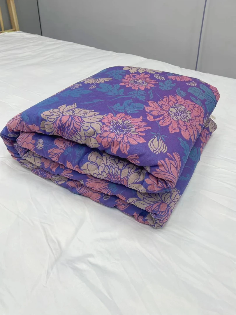 1.5+2米夏凉被纯棉A类双层纱被子柔软透气【多彩芙蓉】3斤左右
