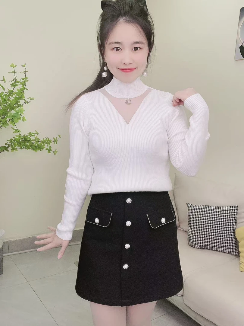 淑女日记（1133)冬季新款时尚修身百搭女士针织上衣