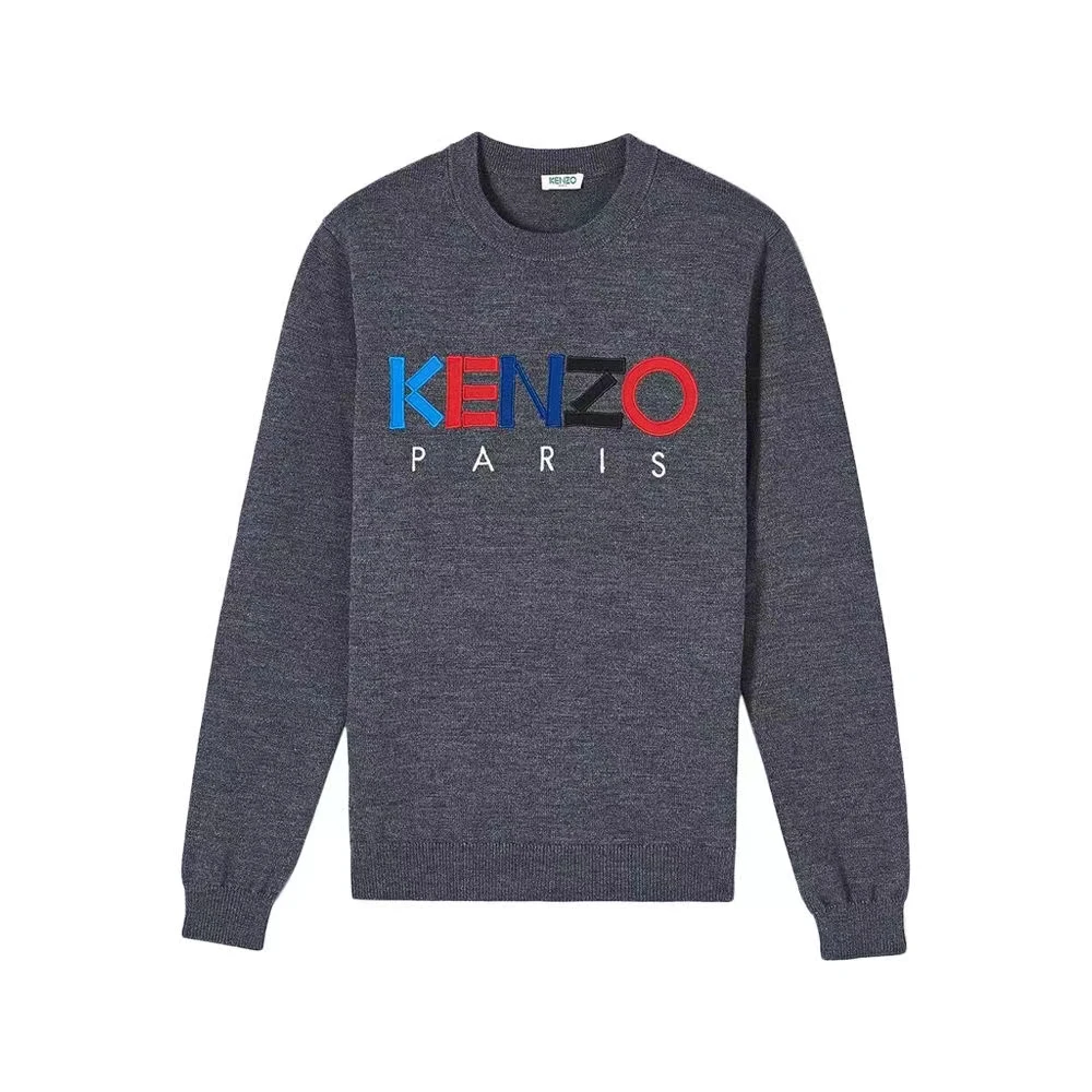 KENZO/肯佐时尚潮流男装灰色刺绣logo针织衫FT2022061197
