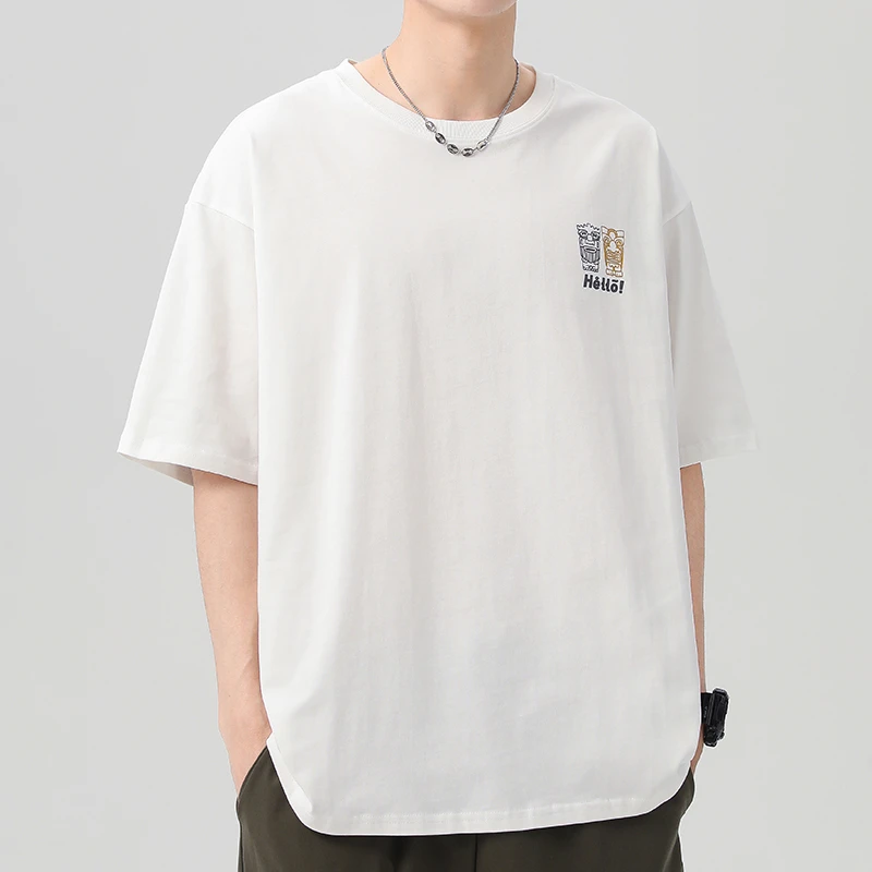 夏季短袖男潮牌潮流日系休闲青少年宽松纯棉重磅大学生圆领insT恤