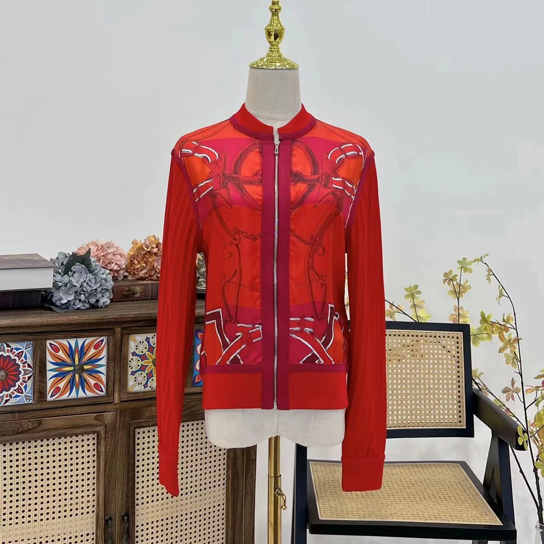 【晨老板】Y【皇家马车】时尚印花拼接拉链外套79235001