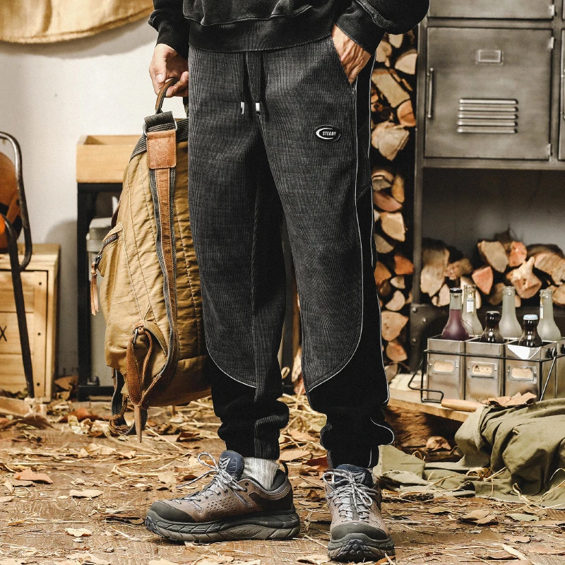 美式重磅灯芯绒卫裤男秋冬束脚透气裤子宽松直筒潮流秋冬款休闲裤