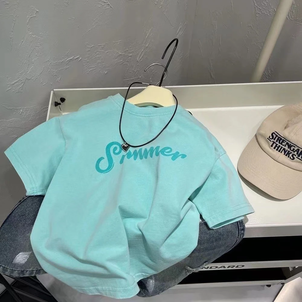 纯棉童装短袖T恤夏季新款韩版儿童卡通印花半袖男女宝宝洋气上衣