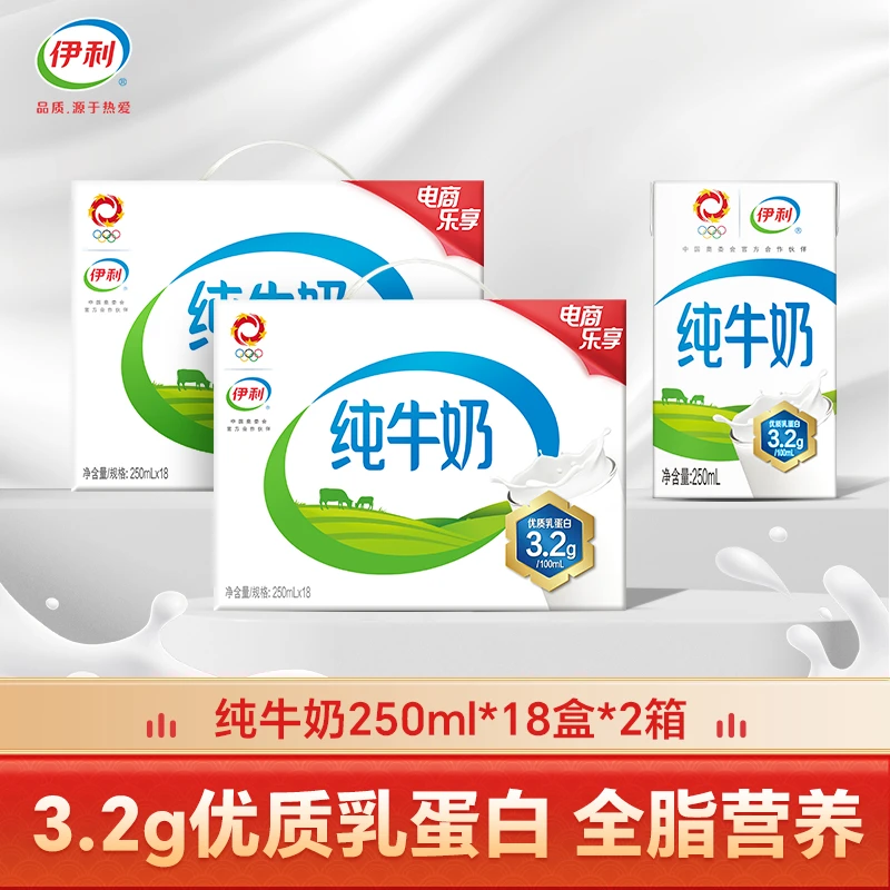 伊利纯奶250ml*18盒*2箱（7月-8月）