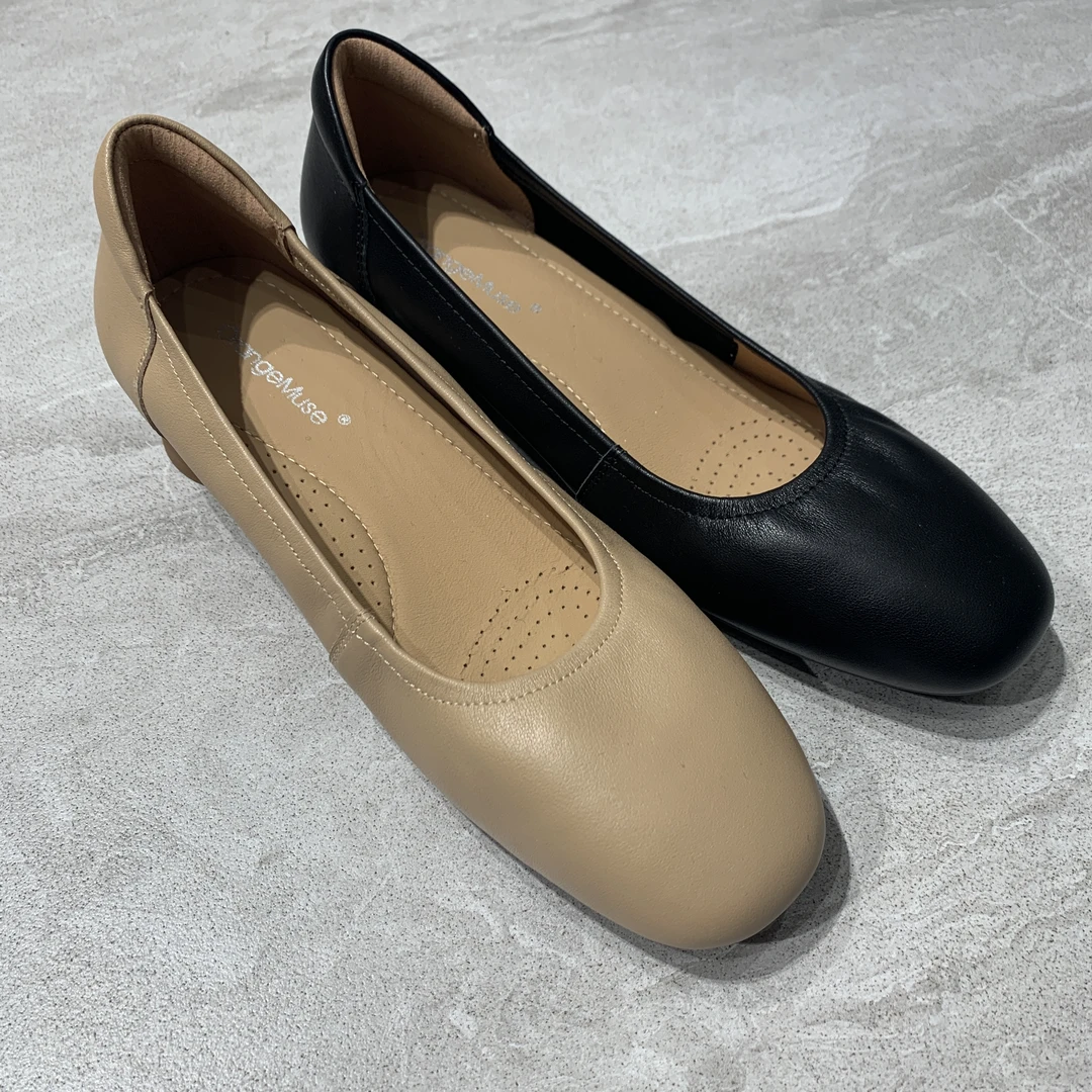 OrangeMuse 908-2简约浅口牛皮单鞋（跟高3cm）