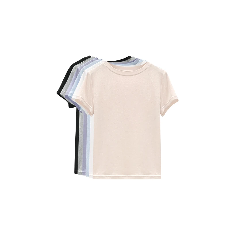 【橙庐】2570莱赛尔绵羊毛弹力罗纹T恤 纯色时尚休闲百搭舒适简约