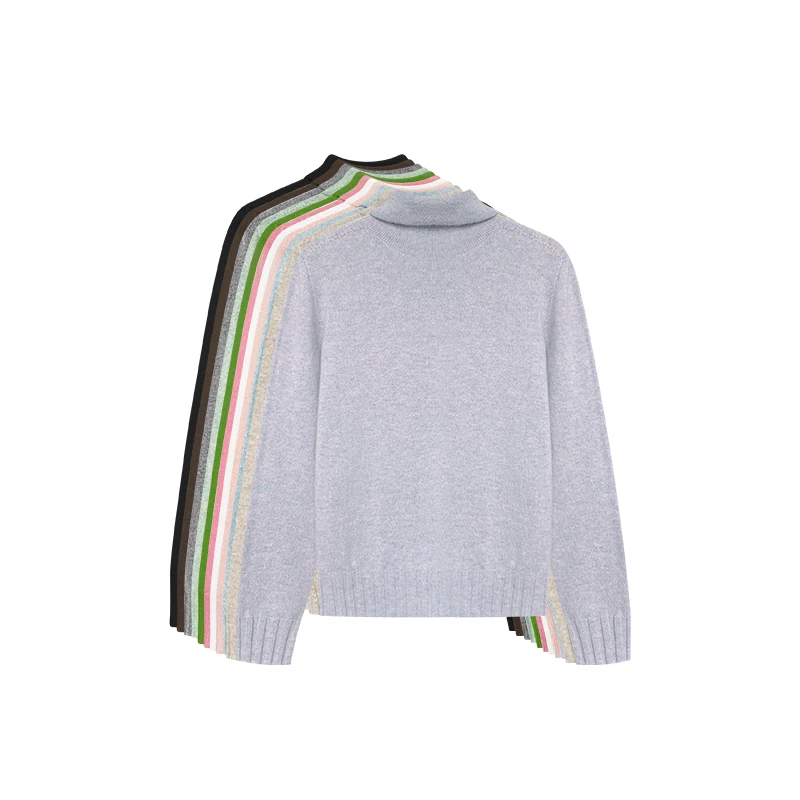 【橙庐】1802花纱堆堆领绵羊毛针织衫 时尚休闲百搭女宽松高领春秋