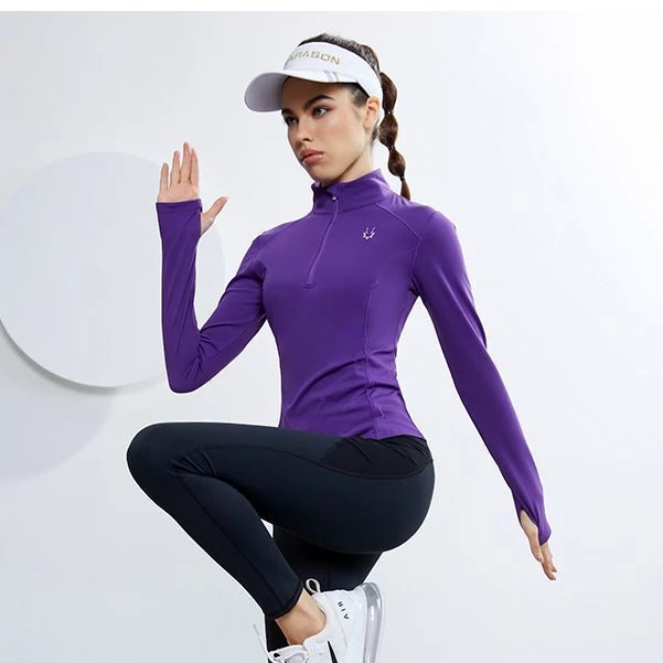 女拉链上衣晨跑服装长袖健身外套运动跑步专业上衣春秋运动女士