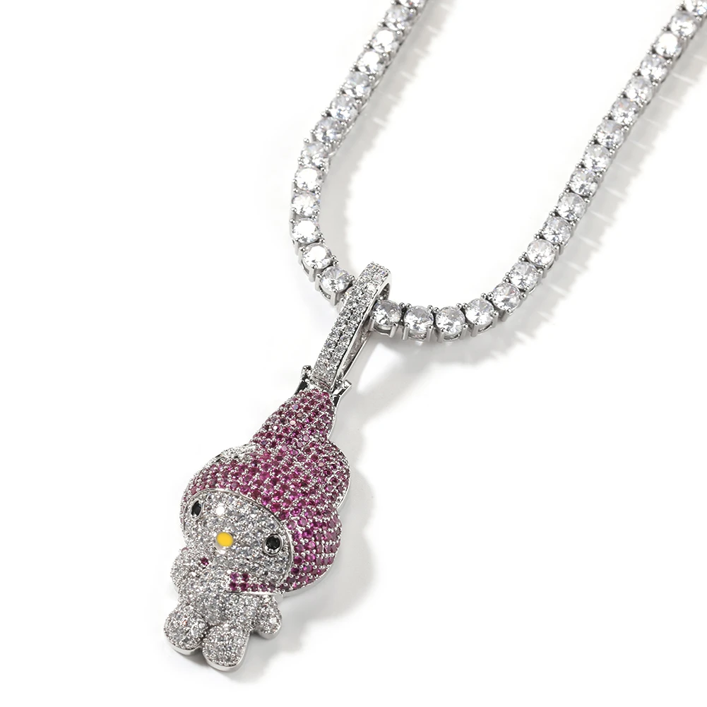 铜合金合成锆石吊坠 嘻哈满钻吊坠美乐蒂卡通动漫